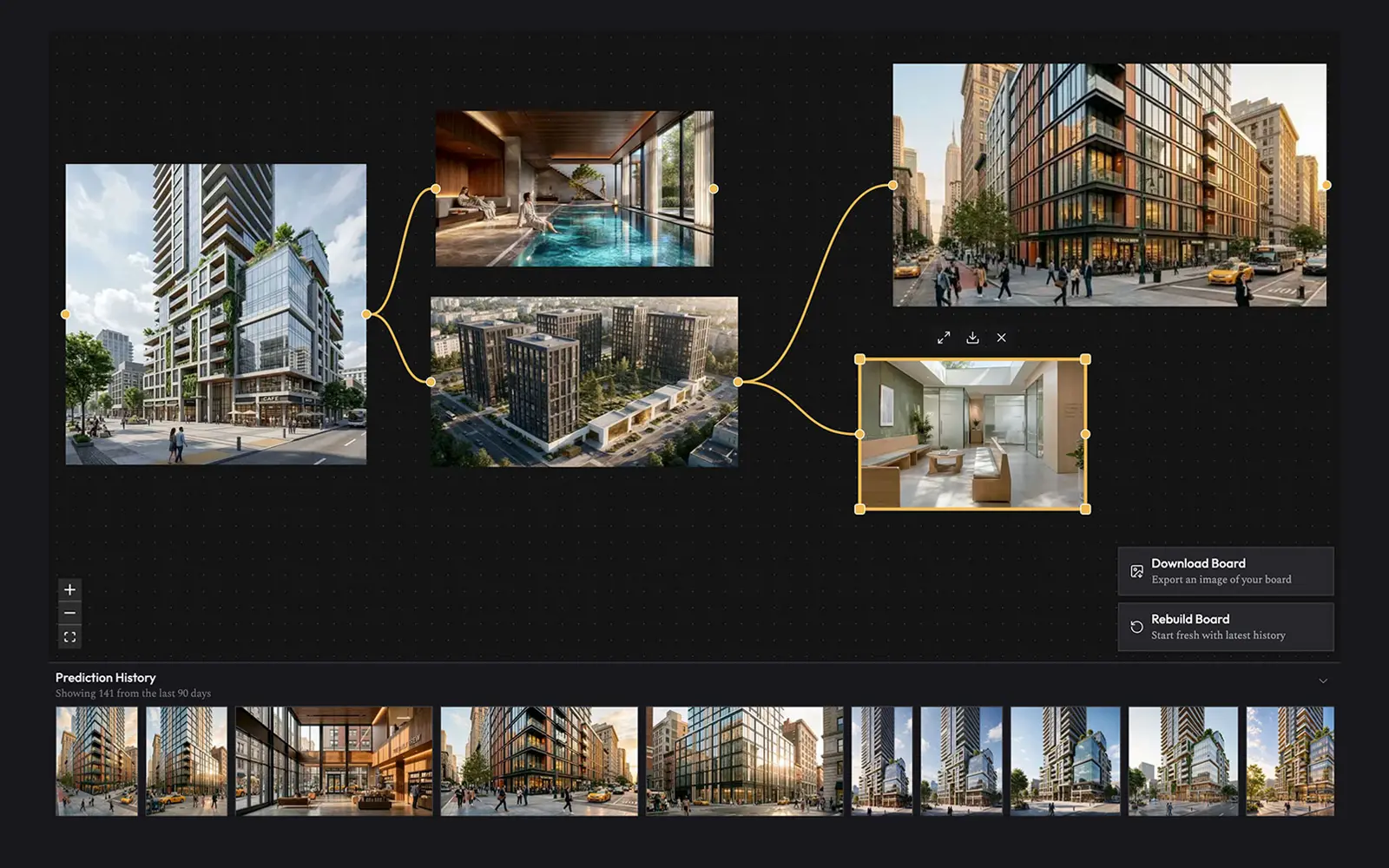 Render AI project board with renders on an infinite canvas