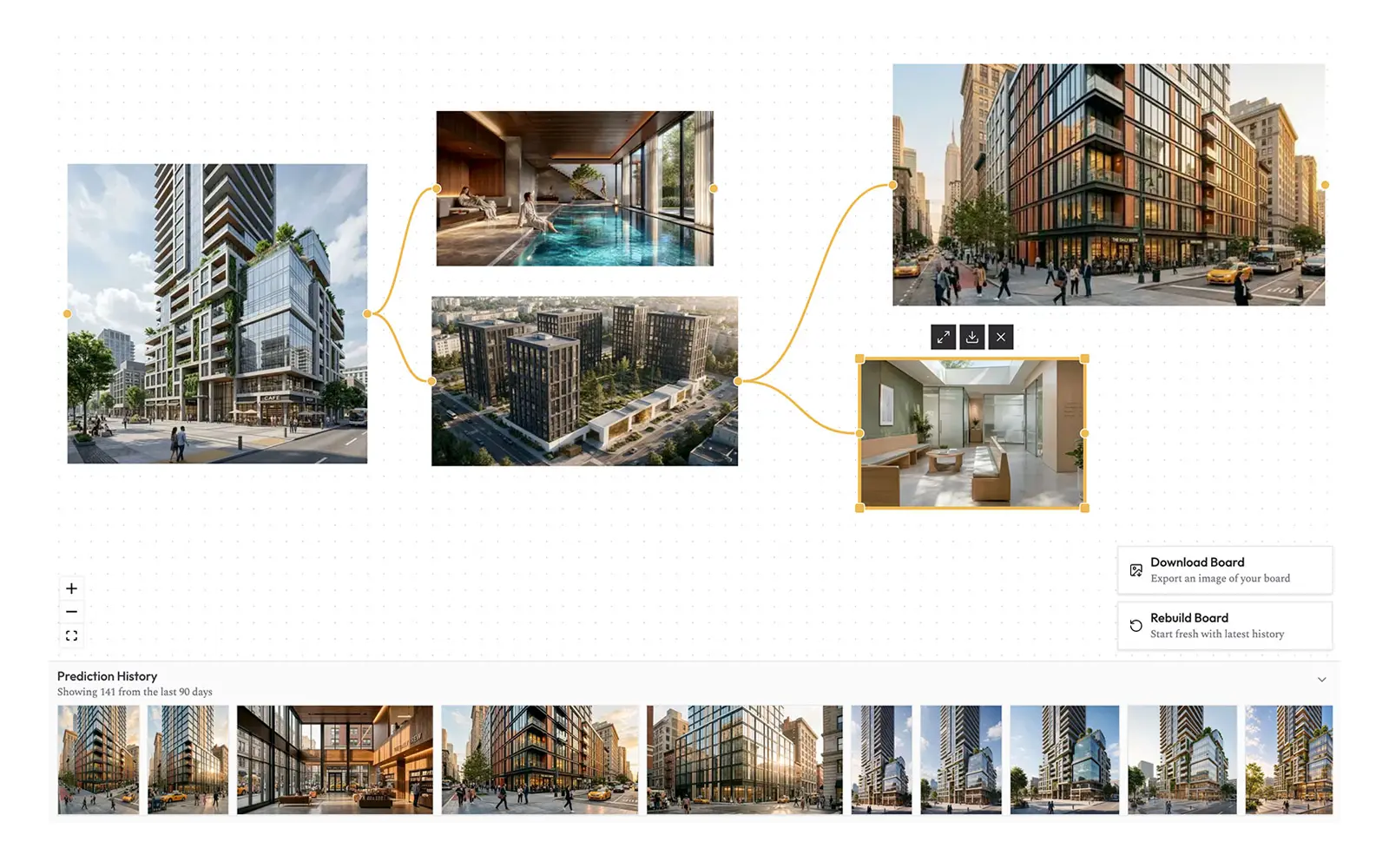 Render AI project board with renders on an infinite canvas