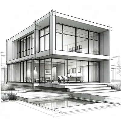Modern house design created with Render AI