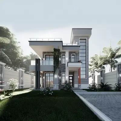 Exterior modern house design created with Render AI