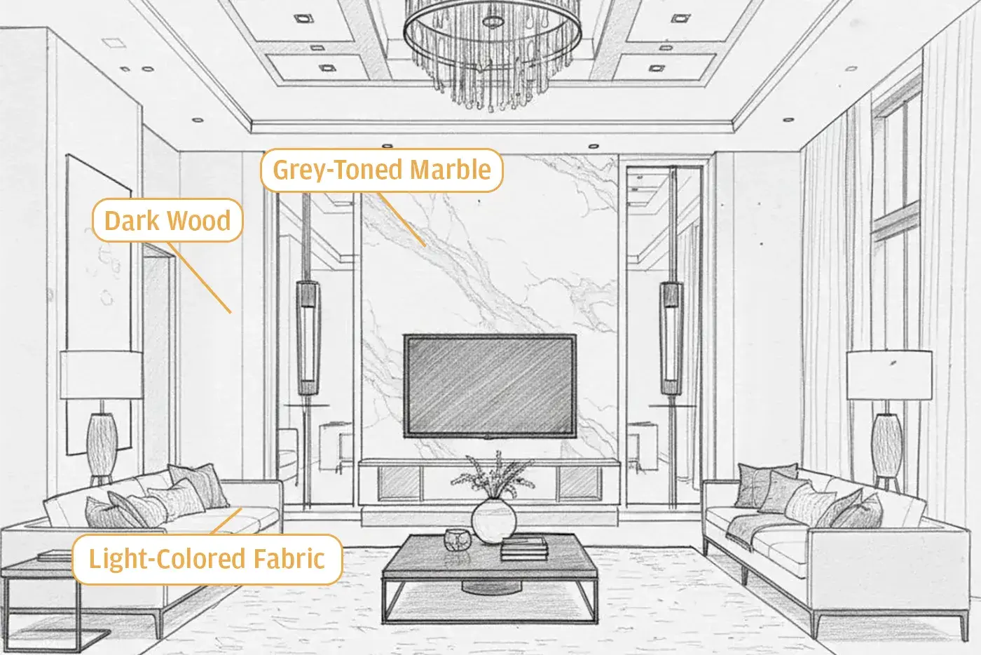 Boceto de diseño de interiores