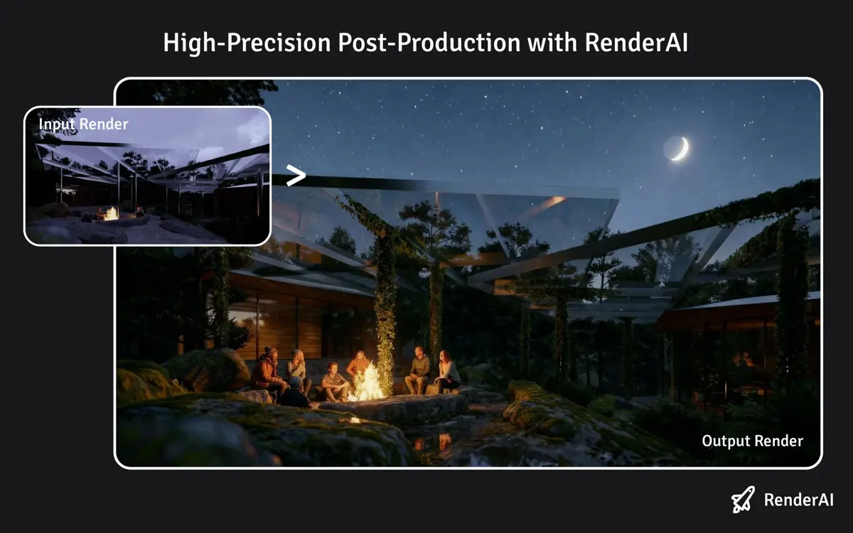 High-Precision Post-Production with Render AI to add ambience and people in seconds