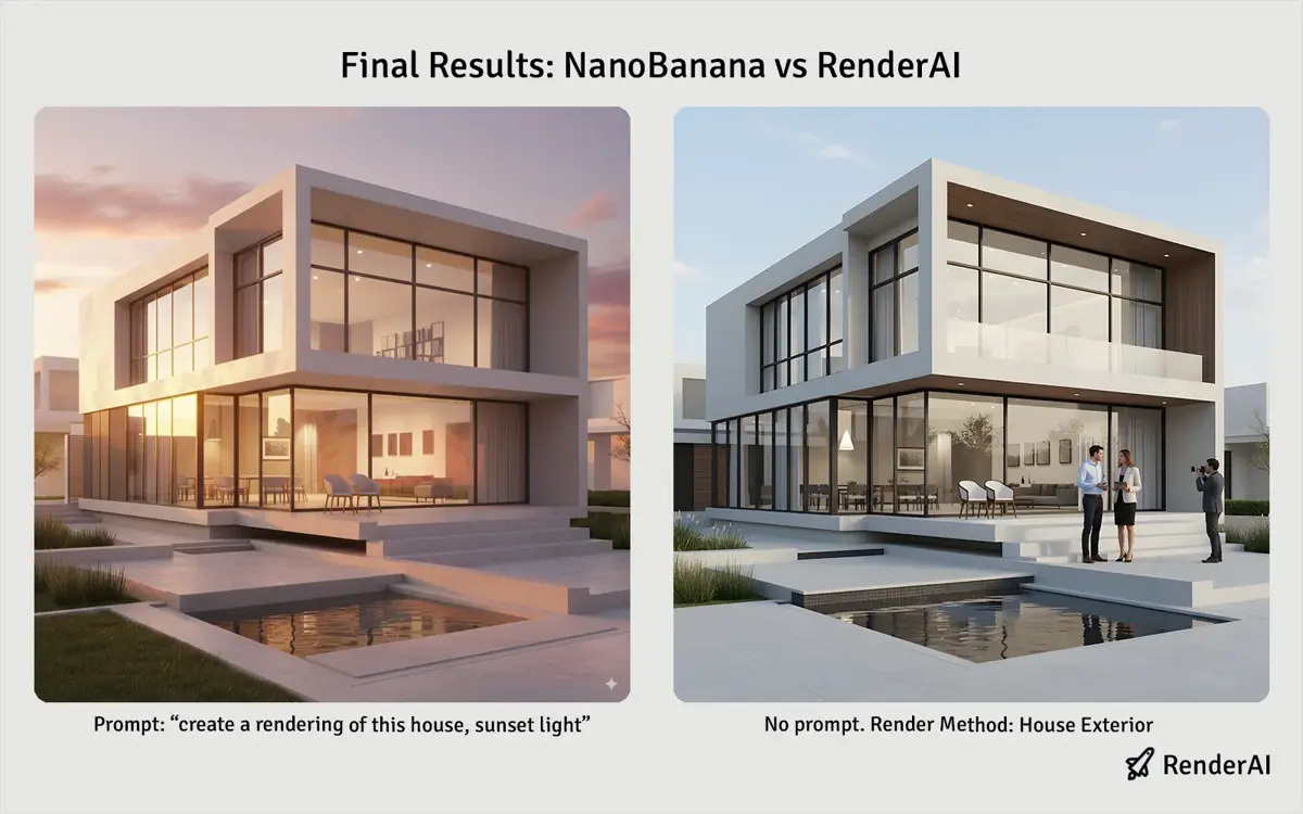 Compare results on both Google Studio and RenderAI