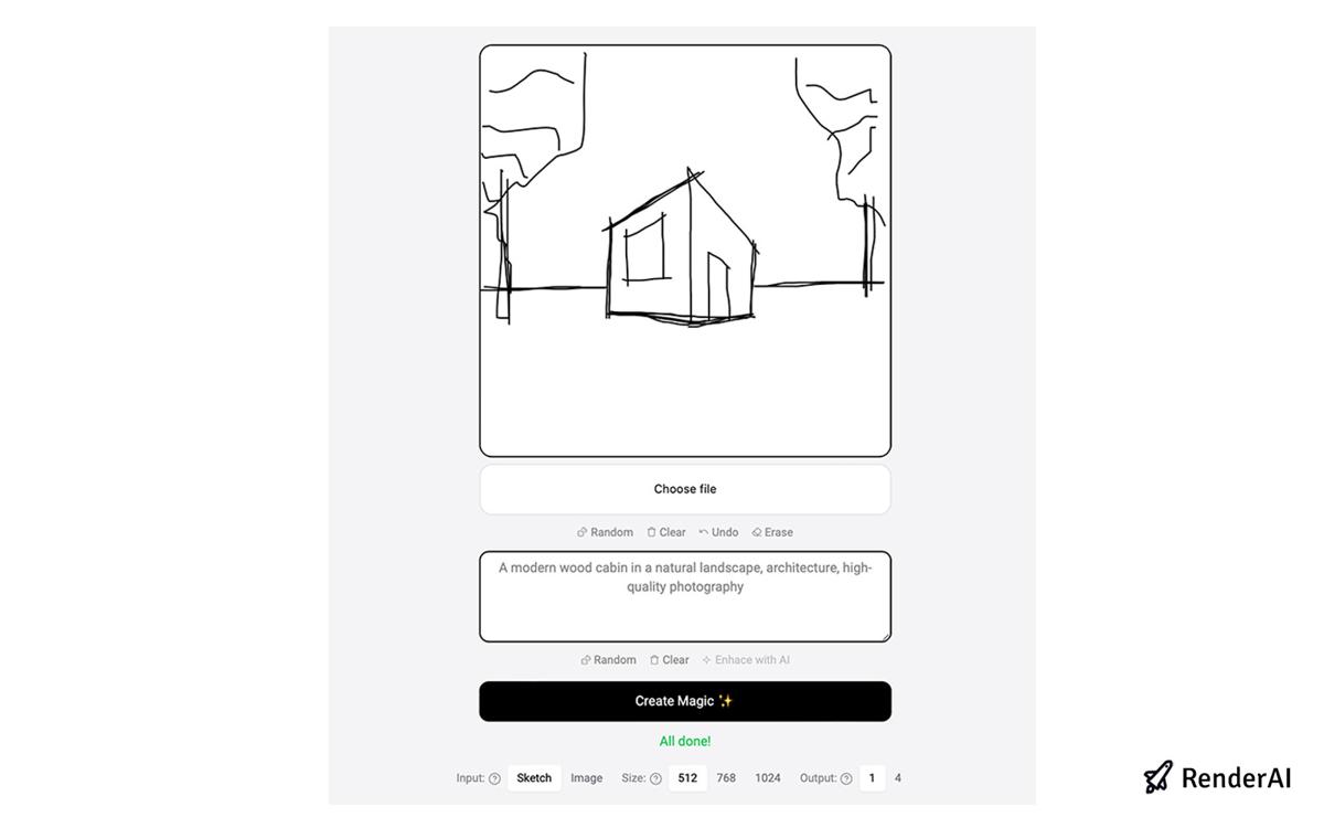 Krea AI User Interface for instant-render generation