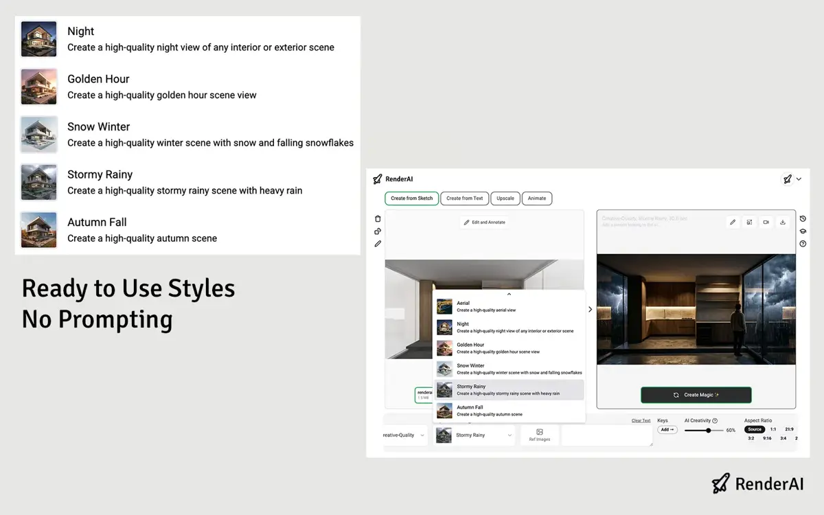 Using RenderAI Style Enhance to transform atmospheric effects