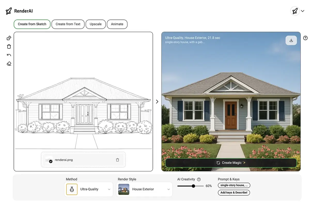 Example of a Creative-Quality AI Render created with RenderAI