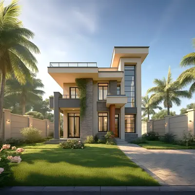 Exterior modern house design created with Render AI