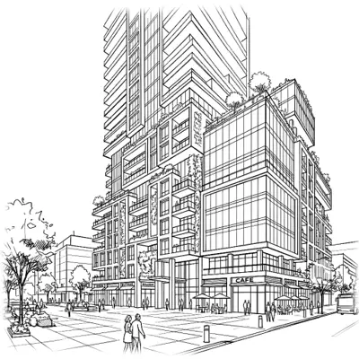 High rise building AI Rendering, created using RenderAI