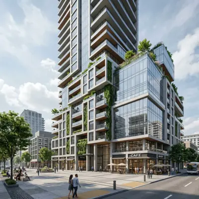 High rise building AI Rendering, created using RenderAI