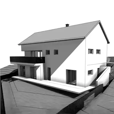 Sketch for Countryside house AI architectural render