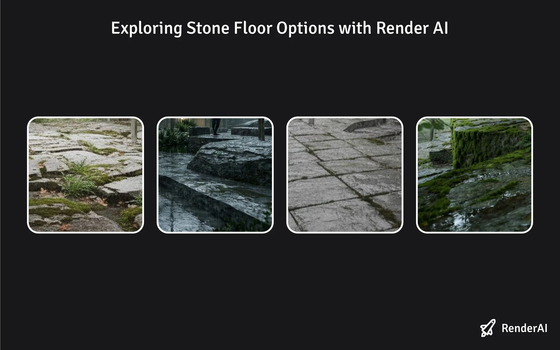 AI rendering exploration of stone flooring materials and surface finishes for the Yakushima house interior