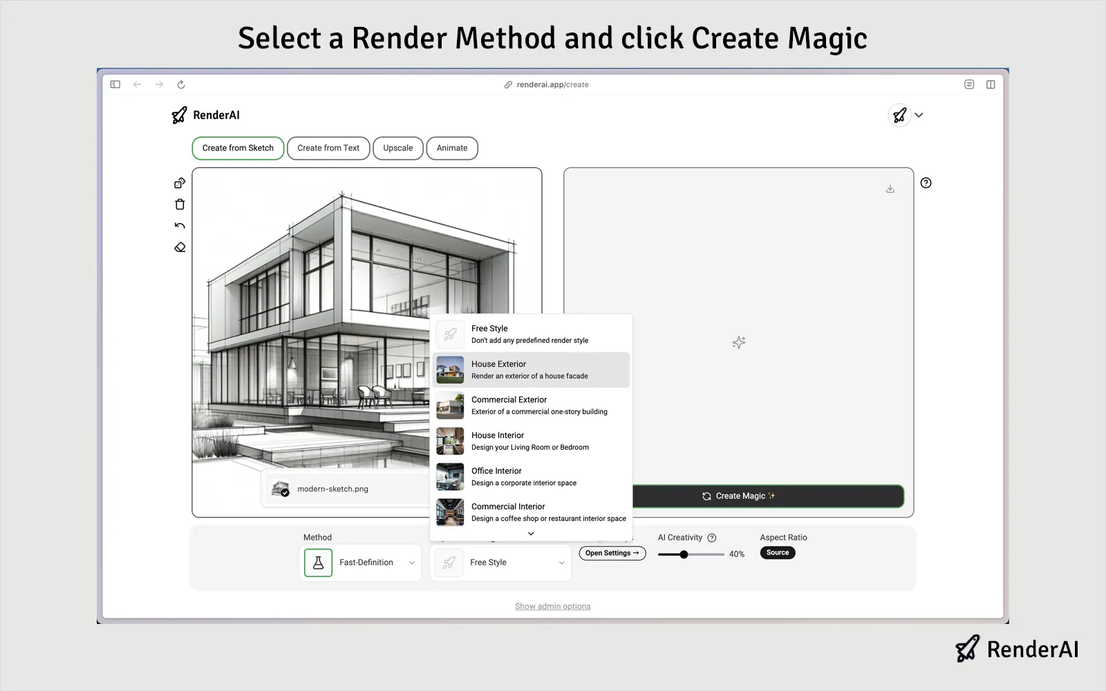 Select Rendering Style and Create Magic