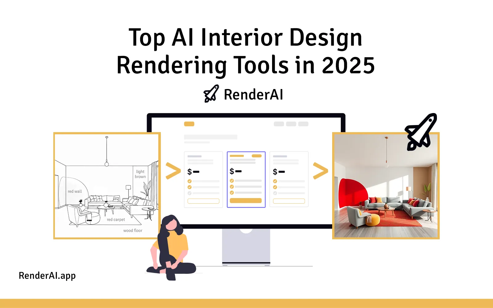 Top AI Interior Design Rendering Tools in 2025: 12 tools including RenderAI, LookX, Midjourney, ArchSynth