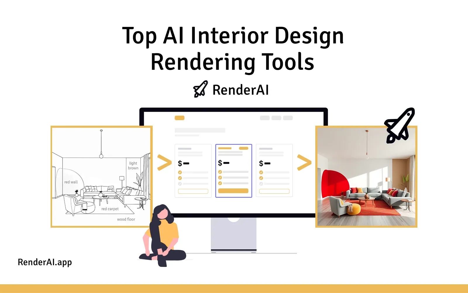 Top AI Interior Design Rendering Tools in 2025: 12 tools including RenderAI, LookX, Midjourney, ArchSynth