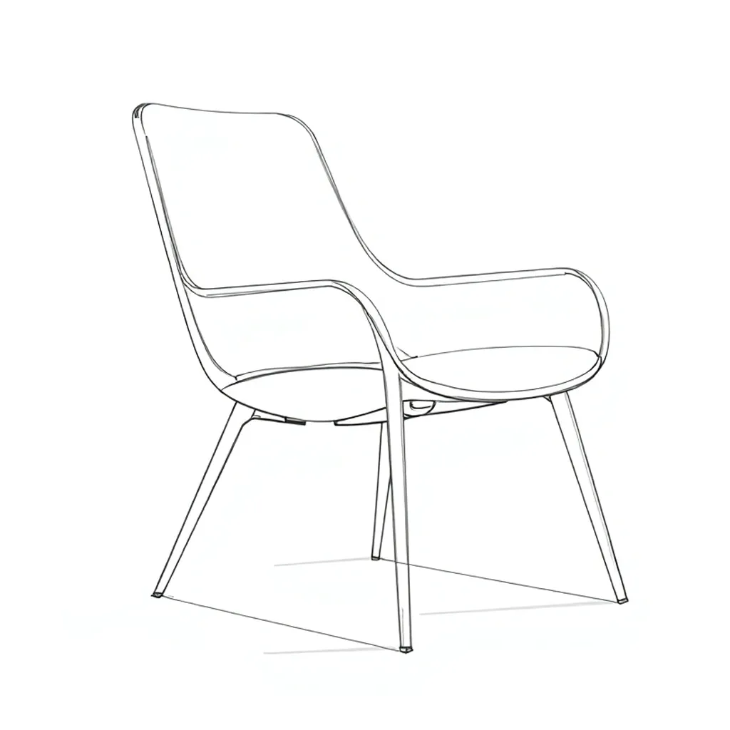 Sketch for Curved chair design created with Render AI