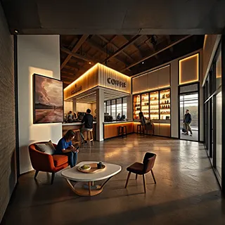 Coffee store interior created with Render AI