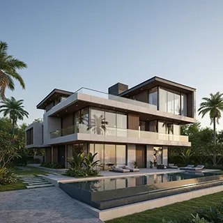 Modern housing rendering created with Render AI