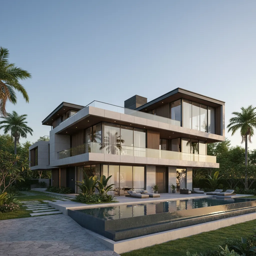 Modern housing AI render