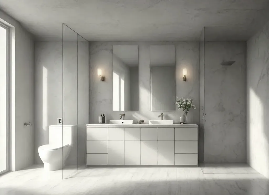 Modern marble bathroom created with Render AI