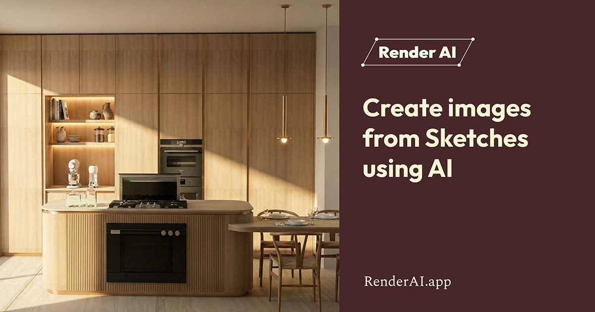 Screenshot of RenderAI, Turn hand sketches and 3D views into photorealistic renders in seconds